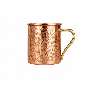 Taza de Cobre de Lujo con Relieve de Hojas para Moscow Mule, Taza de Cobre Puro, Vaso Vintage con Diseño Floral para Cerveza y Cócteles, para Bar y Restaurante - Product Image 1