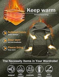 Outdoor Breathable <b>Plus</b> <b>Size</b> Waterproof Fleece Stand <b>Jacket</b> Hunting Windbreaker Ski Coat Hiking <b>Rain</b> Camping Fishing Print - Product Image 2