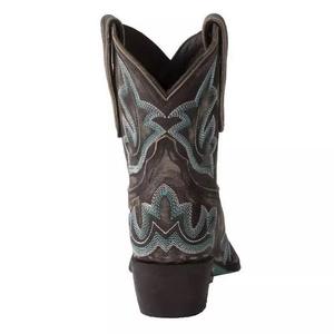 Botas de equitación de cuero bordado exclusivas con costuras color verde azulado, diseño occidental, impermeables, con cremallera, para hombre y mujer - Product Image 2