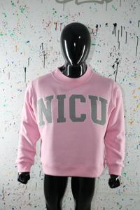 NICU PINK <b>Mock</b> <b>Neck</b> Sweatshirt 100% GREY Applique Embroidery wide <b>neck</b> Sweatshirt Finer Threads - Product Image 2