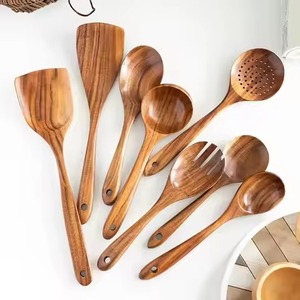 Ensemble élégant de cuillères et fourchettes en bois naturel pour salade – Ustensiles de service et de mélange pour la cuisine - Product Image 6