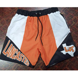 Shorts de sport décontractés pour hommes, en toile non tissée 100 % polyester, avec logo personnalisé, imprimé, taille mi-haute, blocs de couleur, élastiques, pour la plage et le basketball – Dernière conception - Product Image 3
