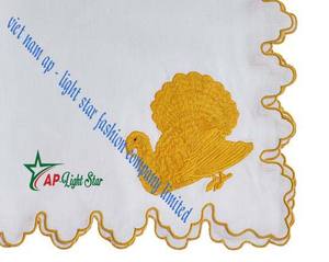 Serviettes de cocktail brodées en coton/lin de haute qualité VNAP du Vietnam, design personnalisé pour fêtes, mariages, maison, broderie - Product Image 3