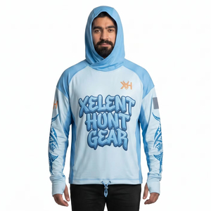 Chemise de pêche personnalisée UPF 50+ respirante antibactérienne en poly-spandex, coupe oversize, à manches longues, avec capuche, protection solaire, style streetwear - Product Image 2