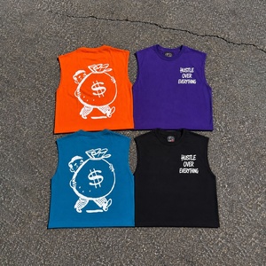 Débardeur Homme Personnalisé Premium avec Logo Imprimé 'Hustle Over Everything', Coupe Ample Décontractée, Fourniture Directe, Style Streetwear - Product Image 1