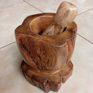 <b>Large</b> Capacity Wooden Mortar And Pestle <b>Set</b> For Grinding Herbs Spices And Preparing Bulk Ingredients - Product Image 1