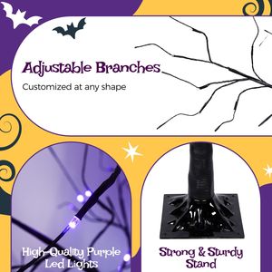 Halloween Spooky <b>Tree</b> with Purple <b>Lights</b> 4FT 5FT and 6FT Lighted Black <b>Tree</b> for Decorations Pac 3 Pac Brand - Product Image 4