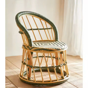 Silla Infantil NHAT MINH de Ratán Sintético Natural, Diseño Moderno, Silla Azul para Bebés con Respaldo Curvo, Ecológica - Product Image 1