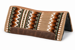 Manaal Enterprises Western Saddle Pad FELT PAD 03 Classic <b>Wool</b> Shell Geometric Pattern <b>Brown</b> Leather Trim Fleece Lining Felt - Product Image 3