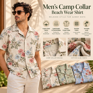 Elegant Mens Cotton Slub Camp Collar <b>Shirt</b> Short Sleeve Floral Printed Beach Wear Casual Summer Resort Fashion Wholesale Supply - Product Image 5