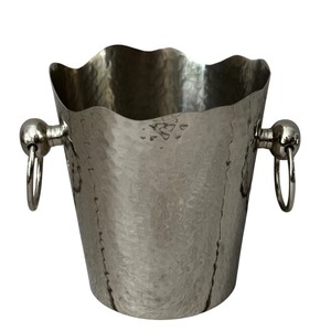 Seau à glace en métal martelé de qualité supérieure avec bord ondulé, refroidisseur à champagne et vin argenté pour hôtels, mariages, fêtes, vente en gros - Product Image 1