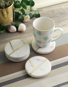 Sous-verres en marbre fabriqués à la main finition lisse ensemble de sous-verres en pierre naturelle pour l'intérieur de la cuisine derniers tapis et tampons de conception - Product Image 5