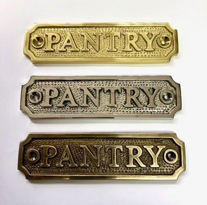 Vintage Brass Pantry Door Sign Antique Engraved Metal Pantry <b>Name</b> <b>Plate</b> Wall Door Plaque Decorative Home Kitchen Sign - Product Image 3
