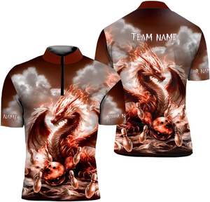 Manufacturer Sublimation Casual T Shirt Tshirts Sport Men Polo T-Shirt Retro <b>Bowling</b> Shirts - Product Image 2
