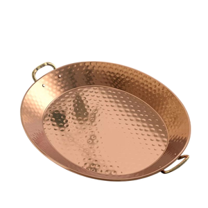 Round Shape Modern Copper Hammered Food Serving <b>Tray</b> For Home Kitchenware Tabletop <b>Snacks</b> & Drinks Serving <b>Trays</b> - Product Image 5