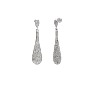 Pendientes colgantes de diamantes naturales blancos de corte redondo de 1.06 quilates, plata de ley 925, color G-H y claridad I, engaste de garras elegante - Product Image 3