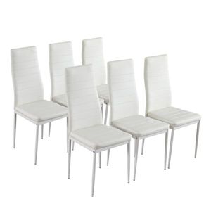 Set di 6 Eleganti Sedie da Pranzo Bianche con Schienale Alto e Texture a Righe, Arredamento di Alta Gamma per la Casa - Product Image 1