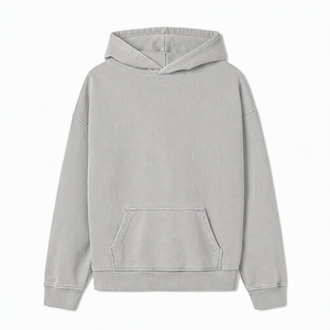 เสื้อฮู้ดโอเวอร์ไซส์ผู้ชาย สีพื้น ผ้าฟลีซ สวมใส่สบาย มีกระเป๋าจิงโจ้ เหมาะสำหรับฤดูหนาว ผ้าฝ้าย 100% ปักลาย - Product Image 5