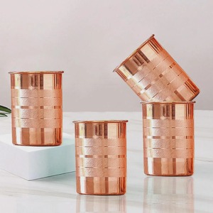 Verre à eau en cuivre couleur acajou, finition solide, couleur riche, vente en gros - Product Image 4