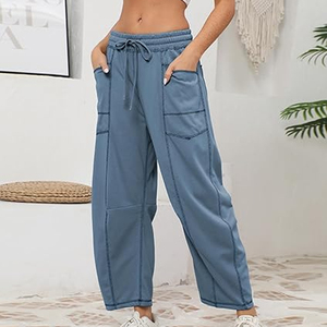 Women Trend Cargo Pants Wide Leg Sweatpants High Waist <b>Drawstring</b> Casual Loose Fit Streetwear - Product Image 3