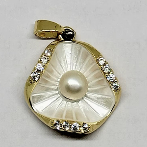 ชุดจี้เปลือกหอยมุกน้ำจืด ชุดมุกเปลือกหอยมุกเคลือบทอง ขายส่ง - Product Image 5