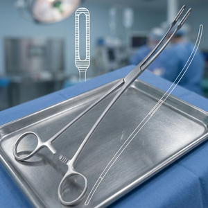 Pince à éponges Fletcher légèrement courbée, instrument chirurgical manuel certifié CE Classe I pour chirurgie générale - Product Image 4