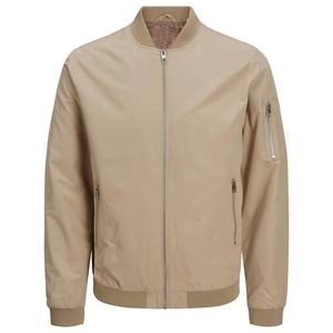 Chaqueta Bomber de Color Sólido para Hombre, Cierre de Cremallera, Cuello Alto, Estilo Casual, Ropa de Otoño, 100% Poliéster, Corte Regular - Product Image 1
