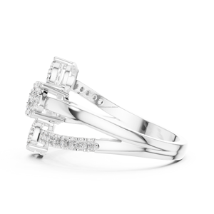 Lush Line Jewels Mujer 10K Oro Triple Flor Ajustable CZ Diamante Anillo Banda abierta Joyería de moda para fiestas - Product Image 4