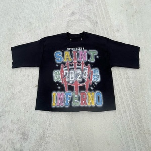 T-shirt court personnalisé avec logo, sérigraphié, coupe carrée, en coton tricoté épais pour homme - Product Image 2