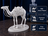 Idole de chameau plaqué argent 999 de Jaipur Metals |   Statue 100% en laiton |   Moderne |   Bureau à domicile et cadeaux |   7x5x5cm |   75g