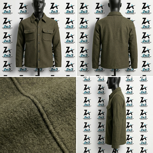 Veste en laine pour homme, couleur unie, col rabattu, coupe classique, style vêtement de travail d'hiver, veste en laine épaisse tissée - Product Image 3
