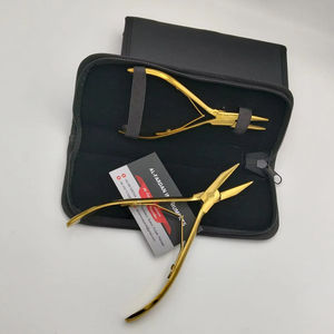 Kit de Pinzas para Extensiones de Cabello Color Oro Plasma, Precio al por Mayor, Alta Calidad, Logotipo Personalizado, Pinza de Dos Orificios y Punta Plana - Product Image 1