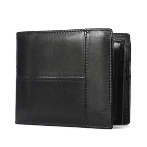 Cartera Corta de Cuero Genuino Negro Sin Cierre Unisex Hecha en Pakistán Otro - Product Image 1