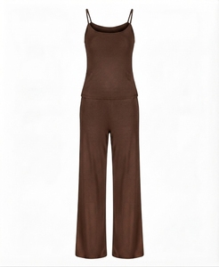 Ensemble de yoga 2 pièces pour femmes grandes tailles : débardeur et pantalon large, couleur unie, séchage rapide, tenue de sport respirante, logo personnalisé - Product Image 4