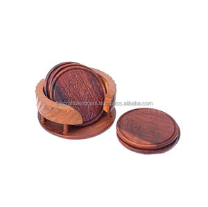 Sous-verres en bois de haute qualité avec support Table napperon décoratif sous-verres en gros ensemble pour hôtel et restaurants - Product Image 1