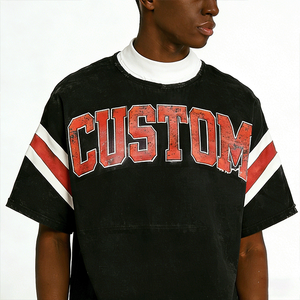 Wholesale Shirt Drop Shoulder Ribbed Crew Neck Custom <b>Tshirt</b> Acid Wash Cotton T-Shirt - Product Image 3