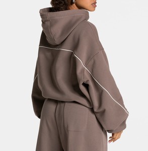 Ensemble de survêtement ample pour femme, taille adulte, avec logo personnalisé, tenue décontractée, ensemble de survêtement uni pour femme - Product Image 4