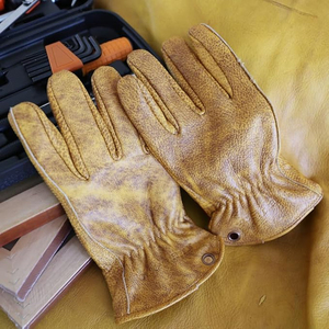Nouveaux gants de conduite en cuir de vachette, texture lisse, aspect vintage, antidérapants, respirants, protection des mains pour les conducteurs - Product Image 5