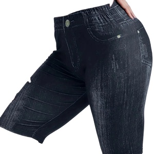 High Waist Women's Black Denim Shorts Slim Fit Casual <b>Leggings</b> Breathable Streetwear Stretch Pants Comfortable Washed Patchwork - Product Image 1