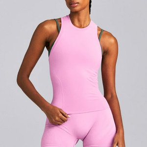 Débardeur de sport côtelé sans manches pour femme, coupe ajustée, longueur standard, compression, séchage rapide, vente en gros, prix bas, maillot de sport - Product Image 4