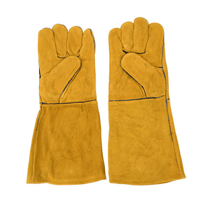 Gants de soudage en cuir rouge personnalisés, résistants à la chaleur, à manchette longue, gants de travail de sécurité, gants de protection industriels en cuir de vachette - Product Image 4