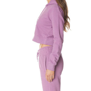 Custom Womens Crop Tracksuit <b>Fleece</b> <b>Jogger</b> Set Fashion Sportswear Wholesale Supplier - Product Image 3
