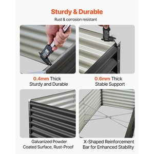 Fioriera Rialzata in Metallo Zincato per Esterni con Fondo Aperto, Grande, 6 x 3 x 2 piedi, per Fiori e Piante - Product Image 3