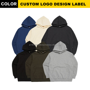 Sudaderas con capucha básicas en blanco Sudaderas con logotipo bordado personalizado para hombre Sudadera con hombros caídos de gran tamaño Sudadera con capucha para hombres - Product Image 3