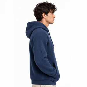 Sweat à capuche pour homme en tricot gaufré à manches longues, pull thermique décontracté, streetwear d'hiver, sweat à capuche personnalisé pour le sport, vêtements en gros - Product Image 3