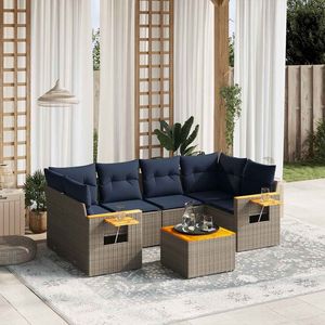 Set Divano da Esterno 7 Pezzi in Polyrattan Grigio con Cuscini - Esclusiva USA - Product Image 1