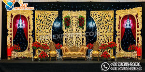 Decoración de lujo para el escenario de Mehndi en madera para la ceremonia de boda, decoración perfecta para el escenario de Mehndi con marco trasero Mehrab. - Product Image 2