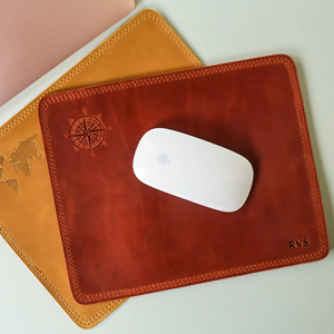 Handmade Real Leather Mouse Pad Anti Slip Suede Base Desk <b>Mat</b> Personalized Executive Writing Pad for <b>Computer</b> LMP-00031 - Product Image 1