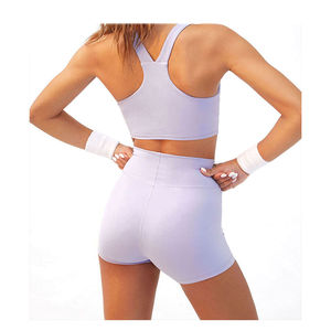 Conjunto Deportivo de 2 Piezas para Mujer: Shorts de Yoga de Cintura Media con Estampado Acordonado y Top Deportivo de Manga Corta, Ropa Deportiva Ecológica para Gimnasio - Product Image 2