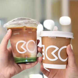 Impression <span class=keywords><strong>de</strong></span> logo personnalisée, vente en gros <span class=keywords><strong>de</strong></span> gobelets en plastique PET transparent jetables pour boissons froides et café, avec couvercle, 8, 10, 12, 14, 16, 32 oz, PLA - Product Image 1